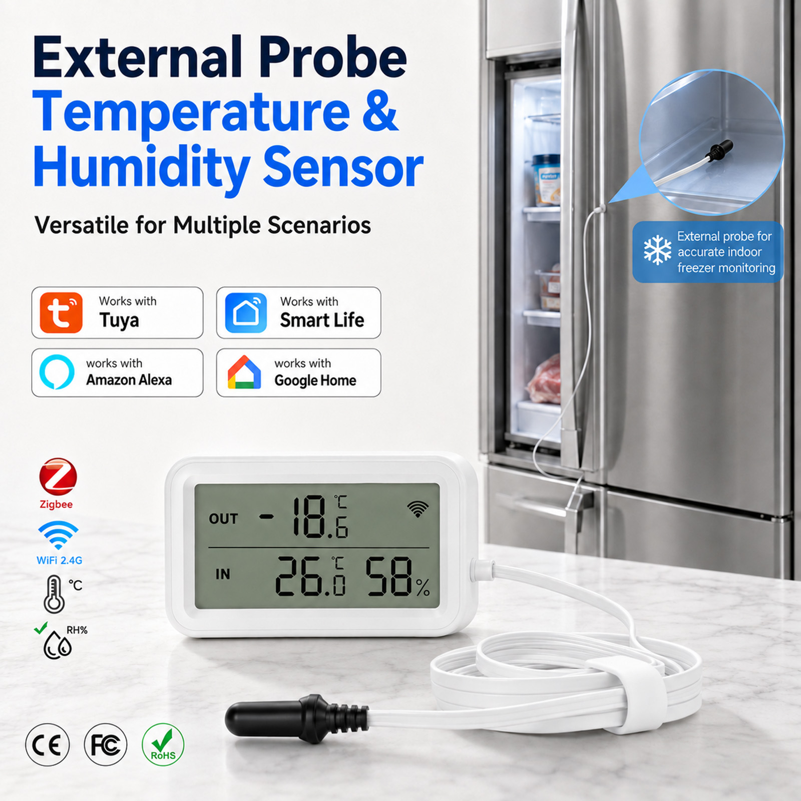 Digital Hygrometer Probe - Sensor Suhu Kelembaban Eksternal Tahan Air