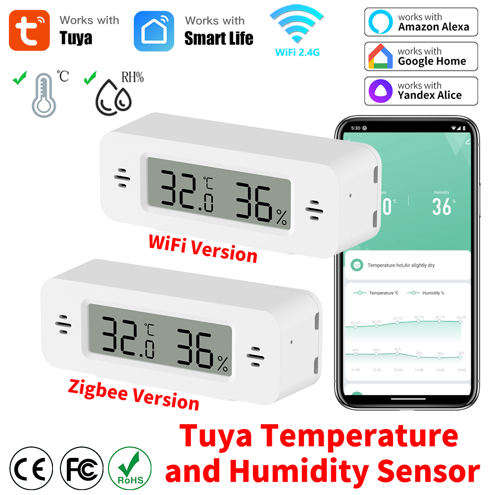 Tuya WiFi/Zigbee Sensor Kelemb - Digital Hygrometer Probe ulasan dan harga