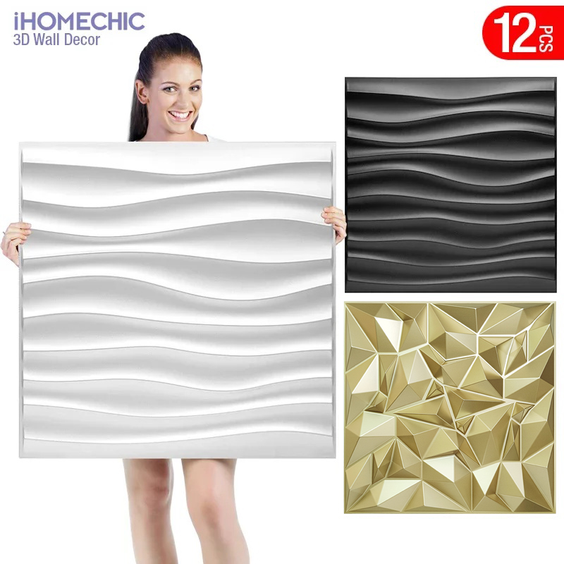 12 Buah 50X50Cm Warna Emas Sam - Pvc Panel Background ulasan dan harga